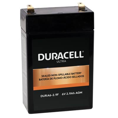 Duracell Ultra 6V 2.9AH General Purpose AGM SLA Battery with F1 Terminals