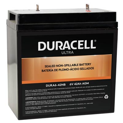 Duracell Ultra 6V 42AH General Purpose AGM SLA Battery with M6 Nut and Bolt T