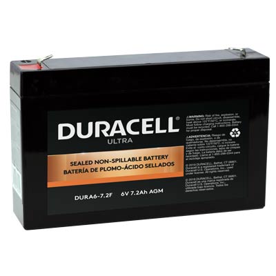 Duracell Ultra 6V 7.2AH General Purpose AGM SLA Battery with F1 Terminals - Main Image