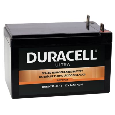 Duracell Ultra 12V 14AH Deep Cycle AGM SLA Battery with M5 Nut and Bolt T