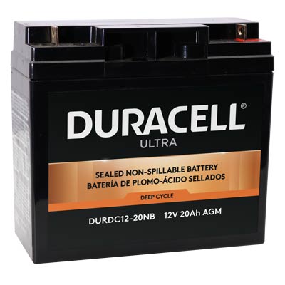 Duracell Ultra 12V 21.40AH Deep Cycle AGM SLA Battery with M6 Nut and Bolt Terminals
