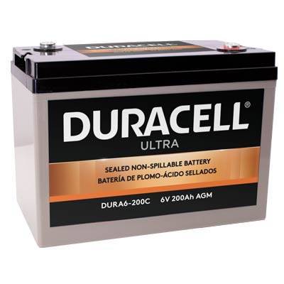 Duracell Ultra 6V 200AH General Purpose AGM SLA Battery with M6 Insert Termina - Main Image