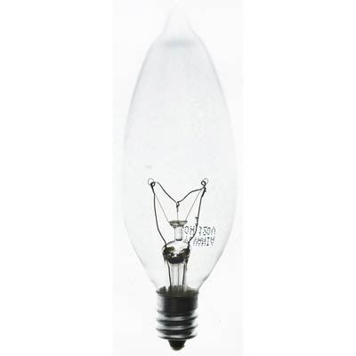 60W Clear (Transparent) Bent Tip Candle E12 Light Bulb 4 Pack