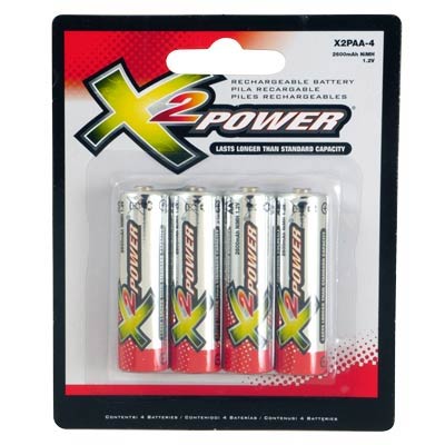 X2Power Rechargeable AA Nickel Metal Hydride Batteries - 4 Pack