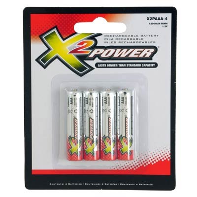 X2Power Rechargeable AAA Nickel Metal Hydride Batteries - 4 Pack