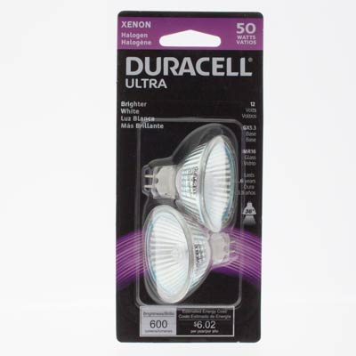 Duracell Ultra 50W 600 Lumen MR16 Soft White Halogen Bulb - 2 Pack