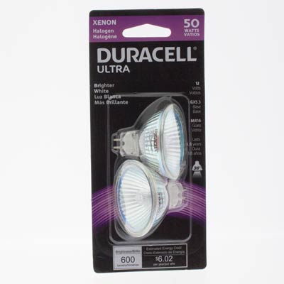 Duracell Ultra 50W MR16 36 Deg. Beam Spread Soft White Halogen Bulb - 2 Pack