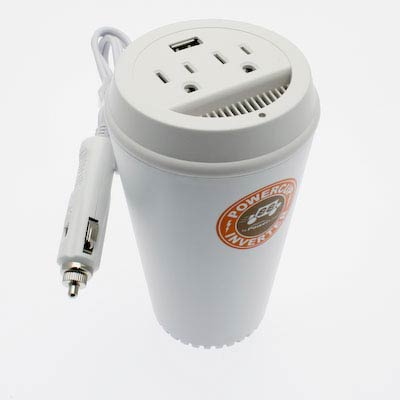 Powerline Coffee Cup 200 Watt 2-Outlet/1 USB Car Power Inverter