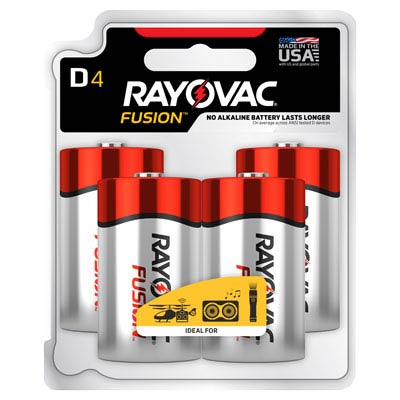 Rayovac Fusion 1.5V D, LR20 Alkaline Battery - 4 Pack - Main Image