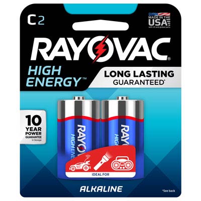 Rayovac High Energy 1.5V C, LR14 Alkaline Battery - 2 Pack