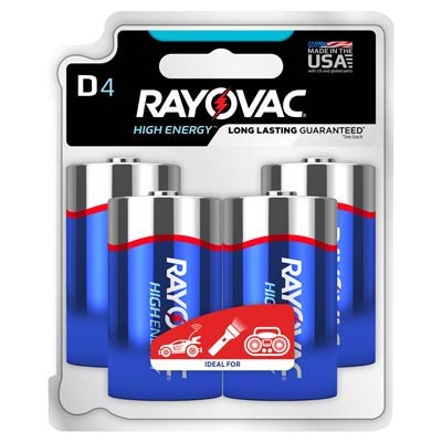 Rayovac 1.5V D, LR20 Alkaline Battery - 4 Pack