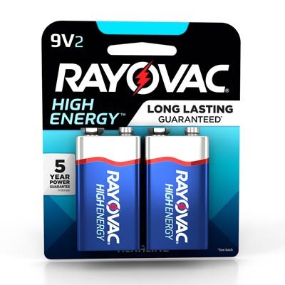 Rayovac High Energy 9V Alkaline Battery - 2 Pack