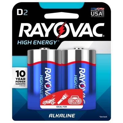 Rayovac High Energy 1.5V D, LR20 Alkaline Battery - 2 Pack - Main Image