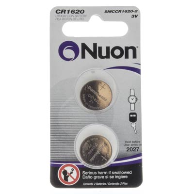 Nuon 3V 1620 Lithium Coin Cell Battery - 2 Pack