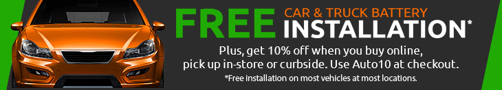 10 percent off Auto Batteries when you buy online and pickup in-store Mobile