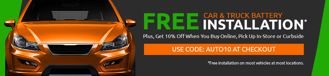 10 percent off Auto Batteries when you buy online and pickup in-store